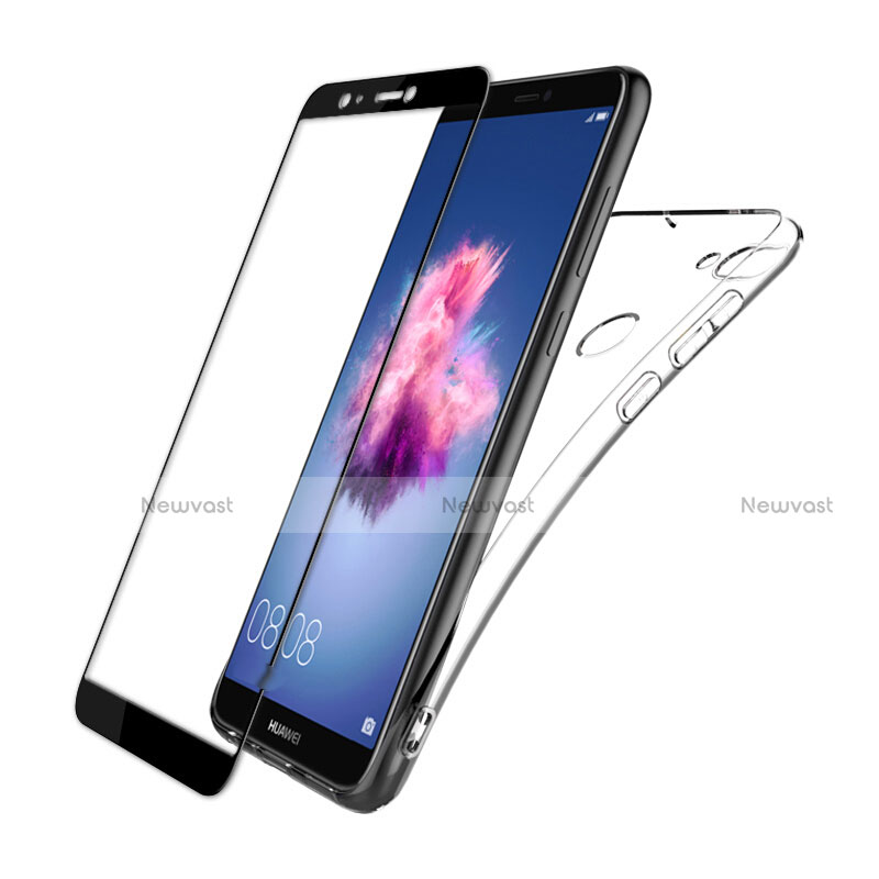 Ultra-thin Transparent Gel Soft Case with Screen Protector for Huawei Enjoy 7S Black