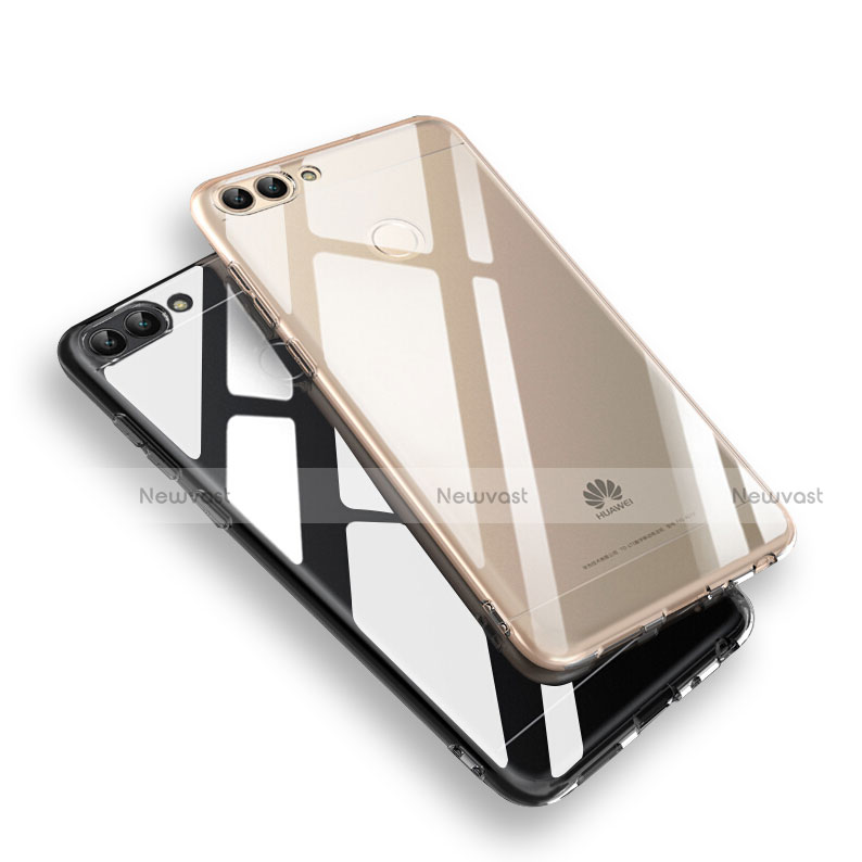 Ultra-thin Transparent Gel Soft Case with Screen Protector for Huawei Enjoy 7S Black