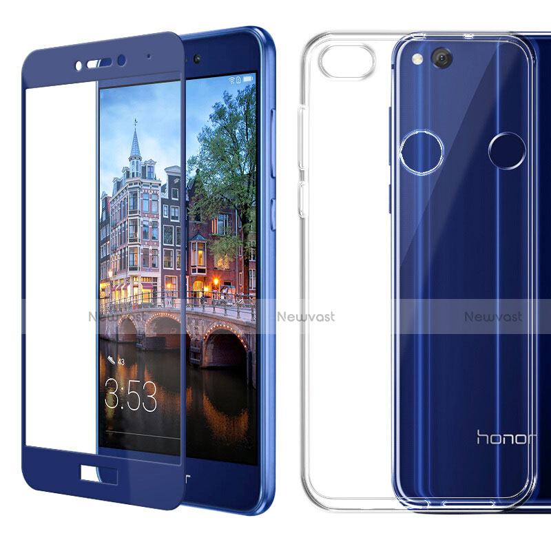 Ultra-thin Transparent Gel Soft Case with Screen Protector for Huawei GR3 (2017) Blue