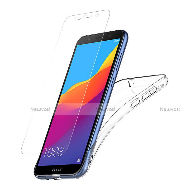 Ultra-thin Transparent Gel Soft Case with Screen Protector for Huawei Honor 7S Clear