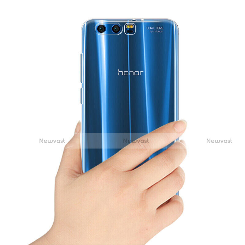 Ultra-thin Transparent Gel Soft Case with Screen Protector for Huawei Honor 9 Blue