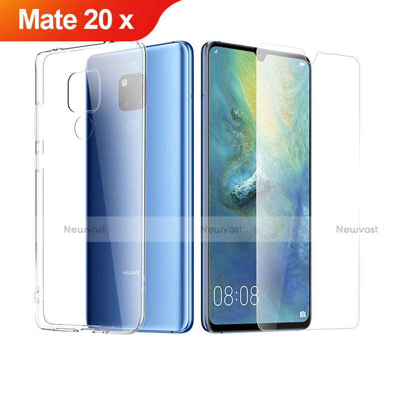 Ultra-thin Transparent Gel Soft Case with Screen Protector for Huawei Mate 20 X 5G Clear