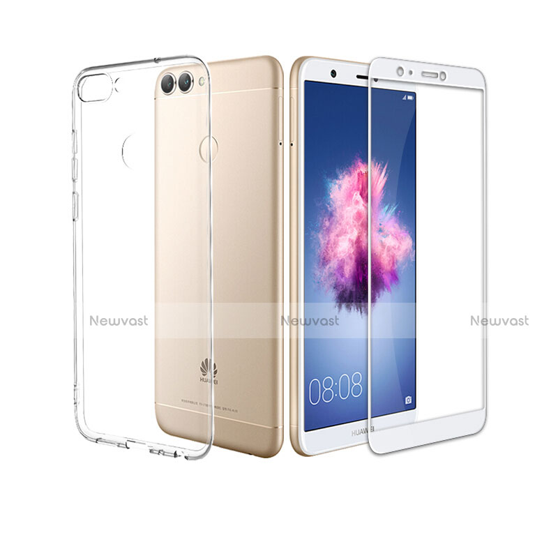 Ultra-thin Transparent Gel Soft Case with Screen Protector for Huawei P Smart White