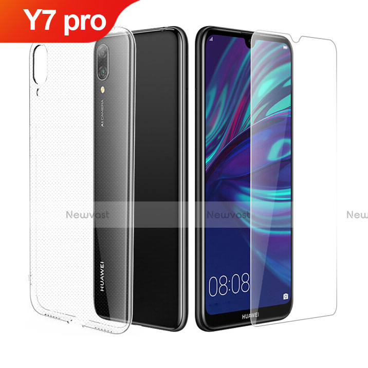 Ultra-thin Transparent Gel Soft Case with Screen Protector for Huawei Y7 (2019) Clear