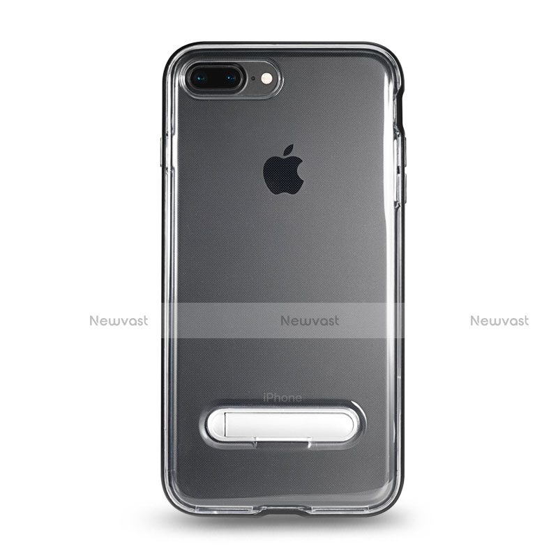 Ultra-thin Transparent Gel Soft Case with Stand for Apple iPhone 8 Plus Gray