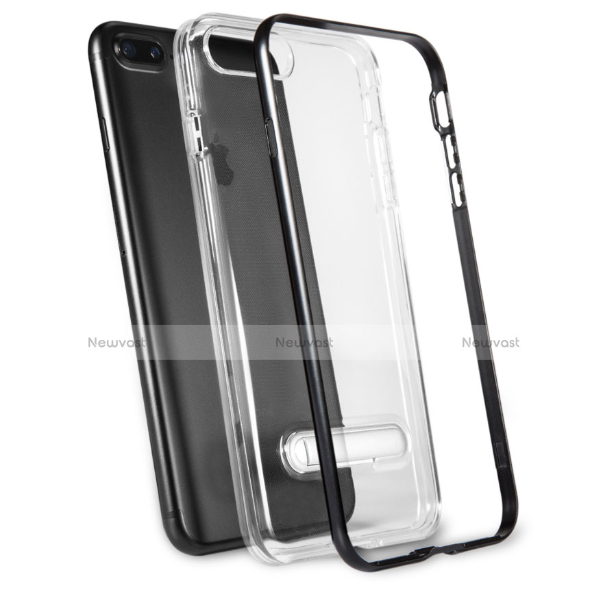 Ultra-thin Transparent Gel Soft Case with Stand for Apple iPhone 8 Plus Gray