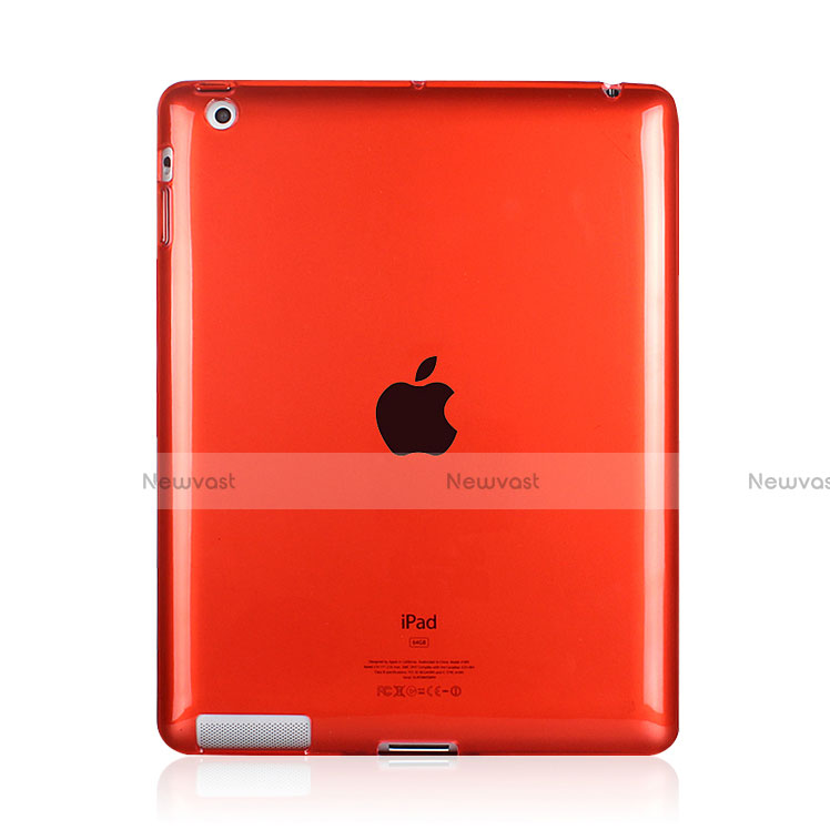 Ultra-thin Transparent Gel Soft Cover for Apple iPad 2 Red