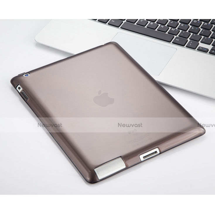 Ultra-thin Transparent Gel Soft Cover for Apple iPad 4 Gray