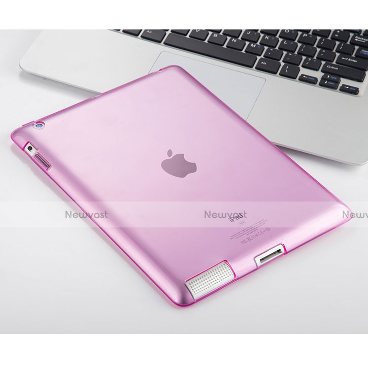 Ultra-thin Transparent Gel Soft Cover for Apple iPad 4 Pink