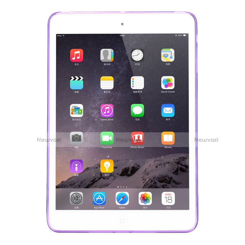 Ultra-thin Transparent Gel Soft Cover for Apple iPad Mini 2 Purple