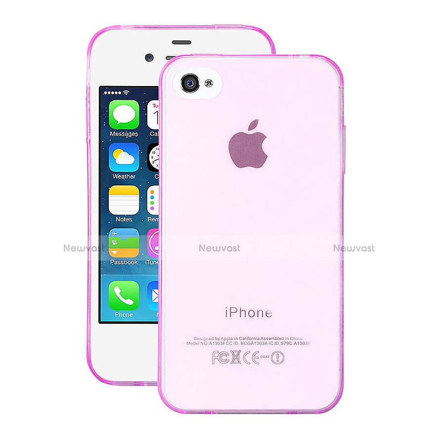Ultra-thin Transparent Gel Soft Cover for Apple iPhone 4 Pink