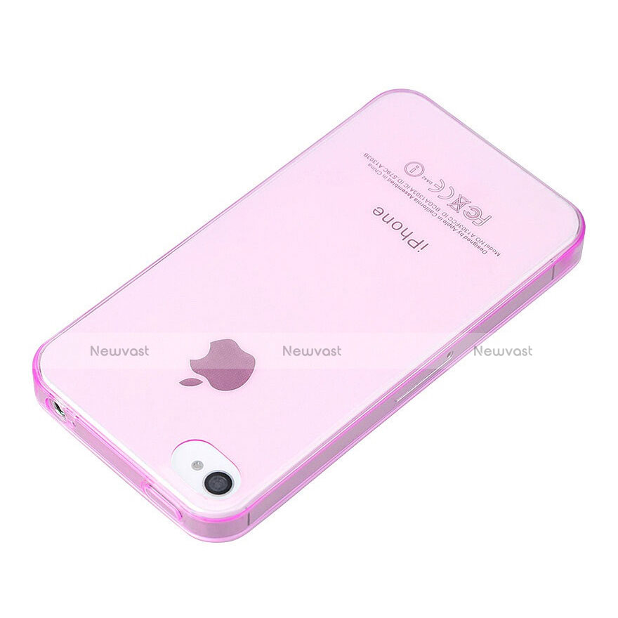 Ultra-thin Transparent Gel Soft Cover for Apple iPhone 4 Pink