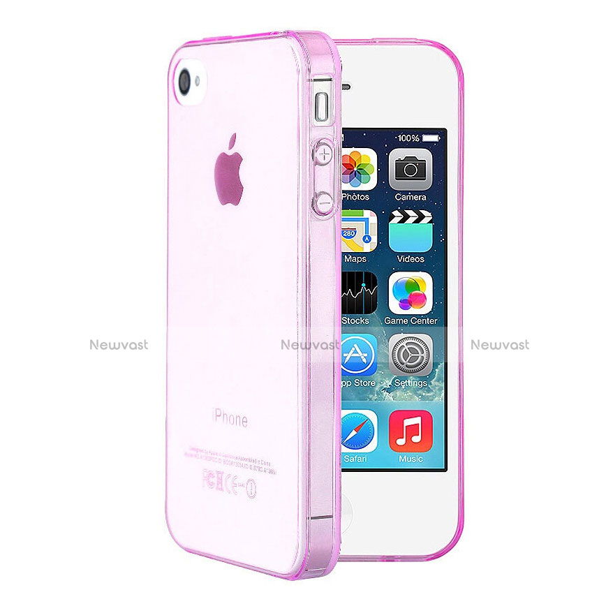 Ultra-thin Transparent Gel Soft Cover for Apple iPhone 4S Pink