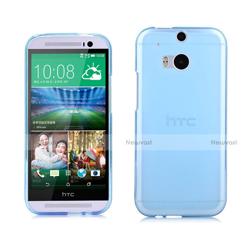 Ultra-thin Transparent Gel Soft Cover for HTC One M8 Blue