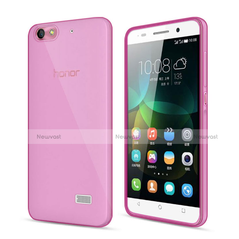 Ultra-thin Transparent Gel Soft Cover for Huawei G Play Mini Pink