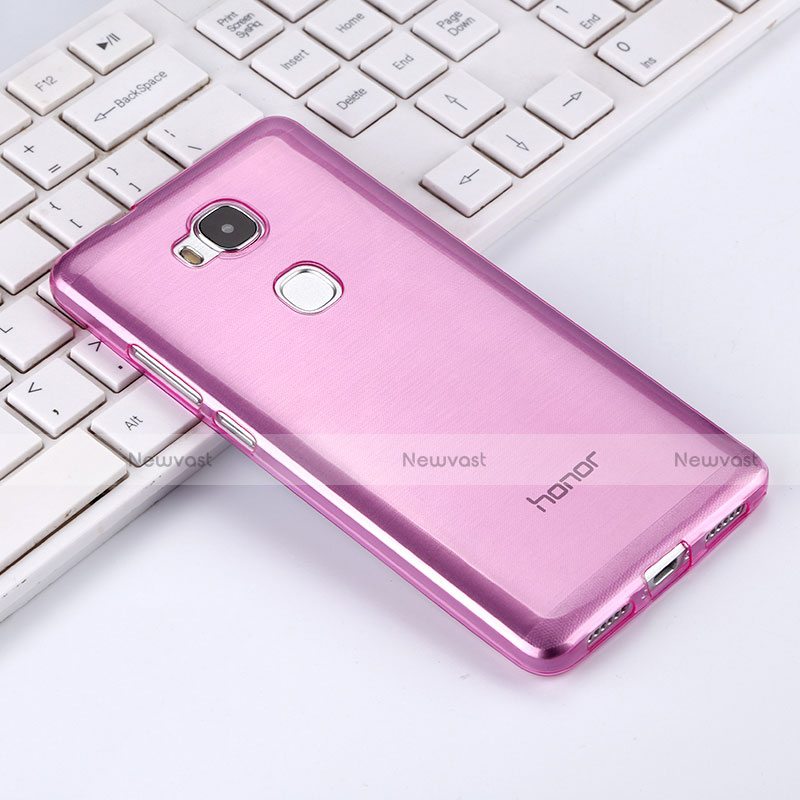 Ultra-thin Transparent Gel Soft Cover for Huawei Honor 5X Pink