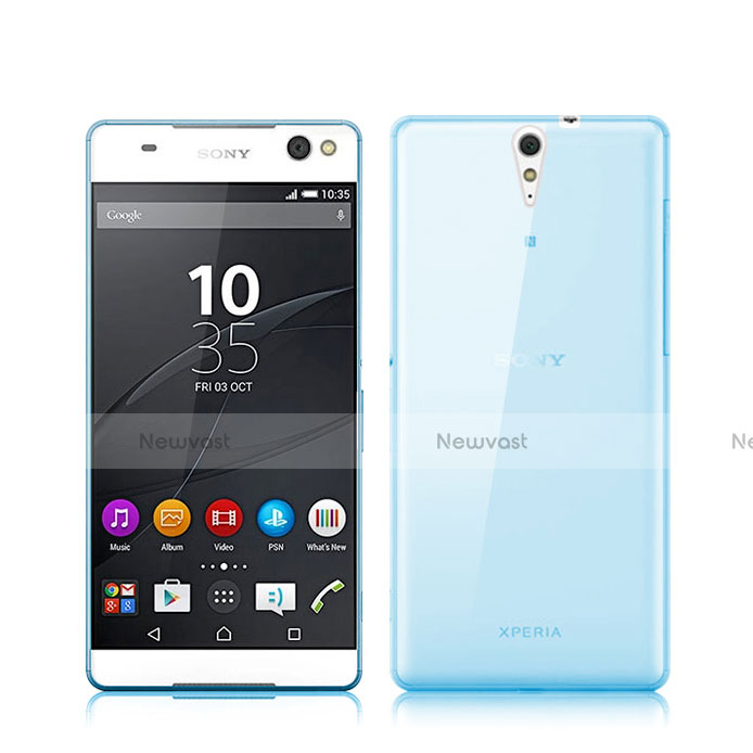 Ultra-thin Transparent Gel Soft Cover for Sony Xperia C5 Ultra Blue