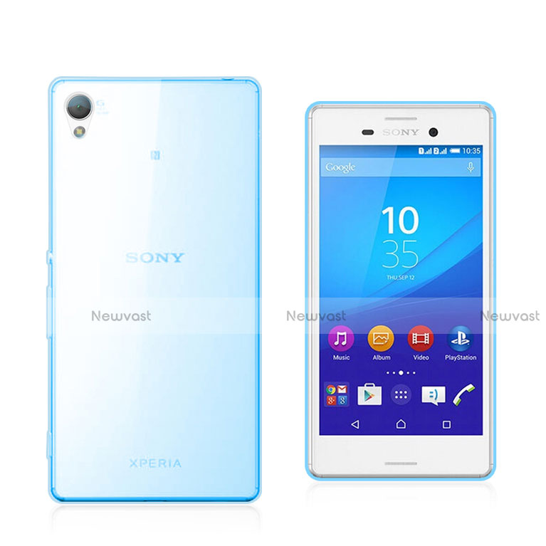 Ultra-thin Transparent Gel Soft Cover for Sony Xperia M4 Aqua Blue