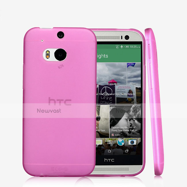 Ultra-thin Transparent Gel Soft Cover T01 for HTC One M8 Pink