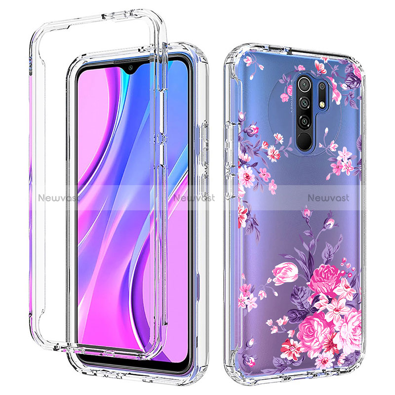Ultra-thin Transparent Gel Soft Matte Finish Front and Back Case 360 Degrees Cover for Xiaomi Redmi 9 Pink