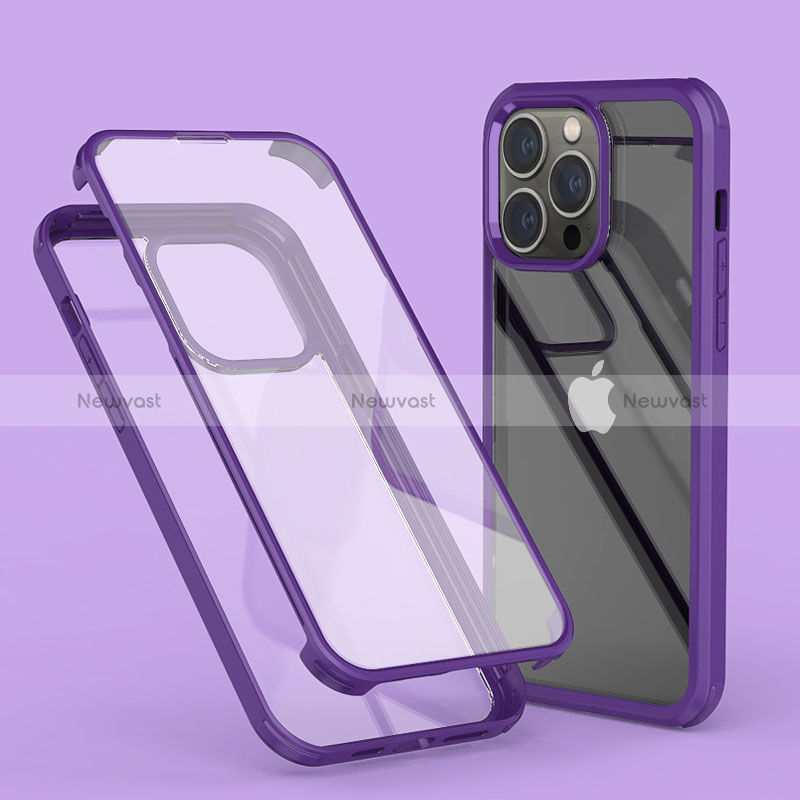 Ultra-thin Transparent Gel Soft Matte Finish Front and Back Case 360 Degrees Cover LK1 for Apple iPhone 13 Pro Max Purple