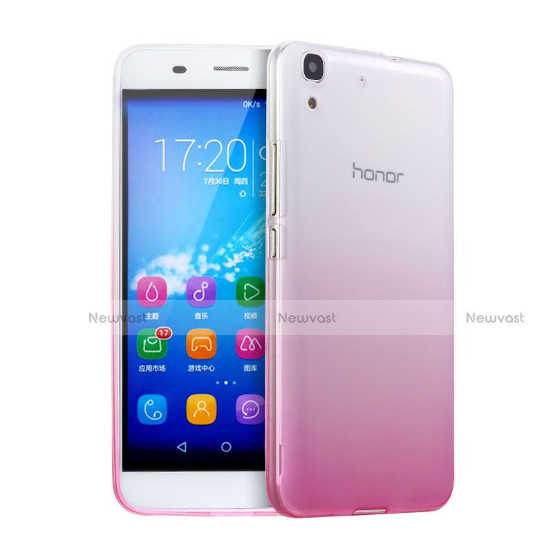 Ultra-thin Transparent Gradient Soft Cover for Huawei Y6 Pink