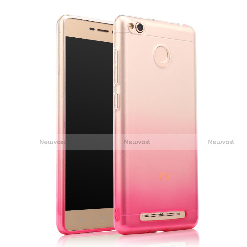 Ultra-thin Transparent Gradient Soft Cover for Xiaomi Redmi 3 Pro Pink