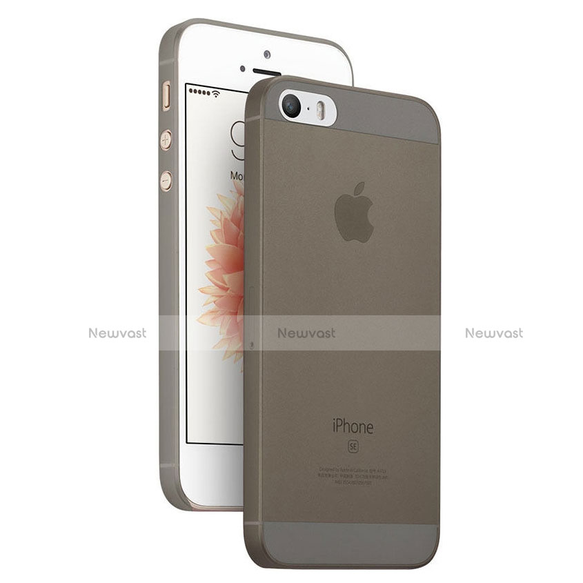 Ultra-thin Transparent Plastic Case for Apple iPhone SE Gray