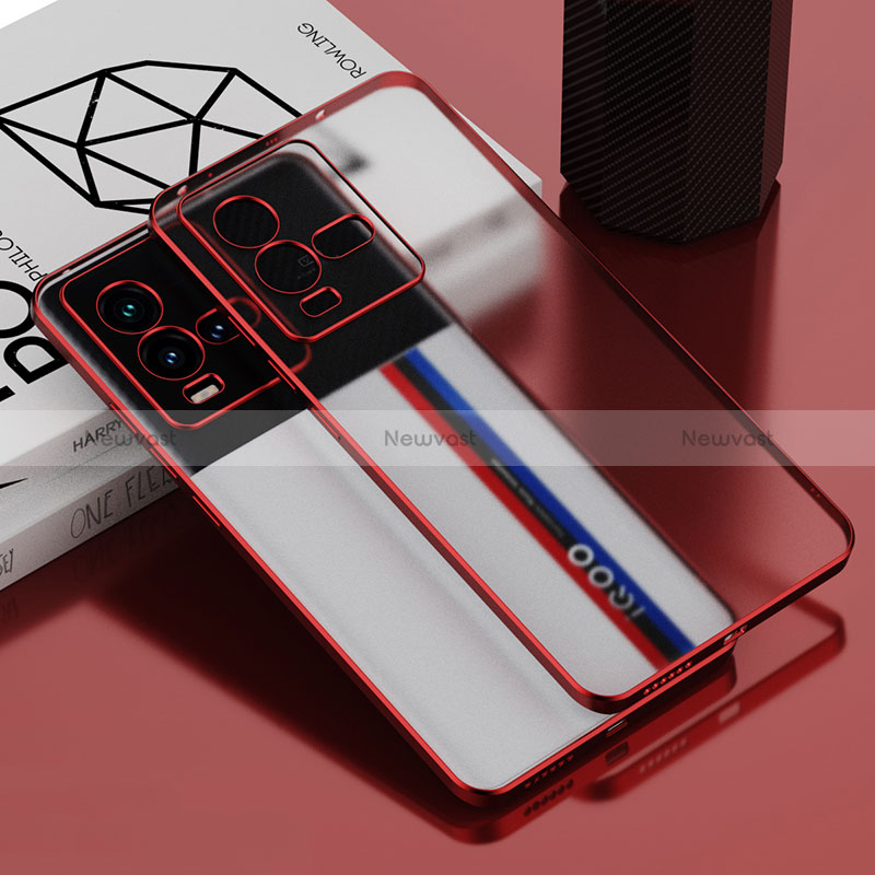 Ultra-thin Transparent TPU Soft Case Cover AN1 for Vivo iQOO 10 5G Red