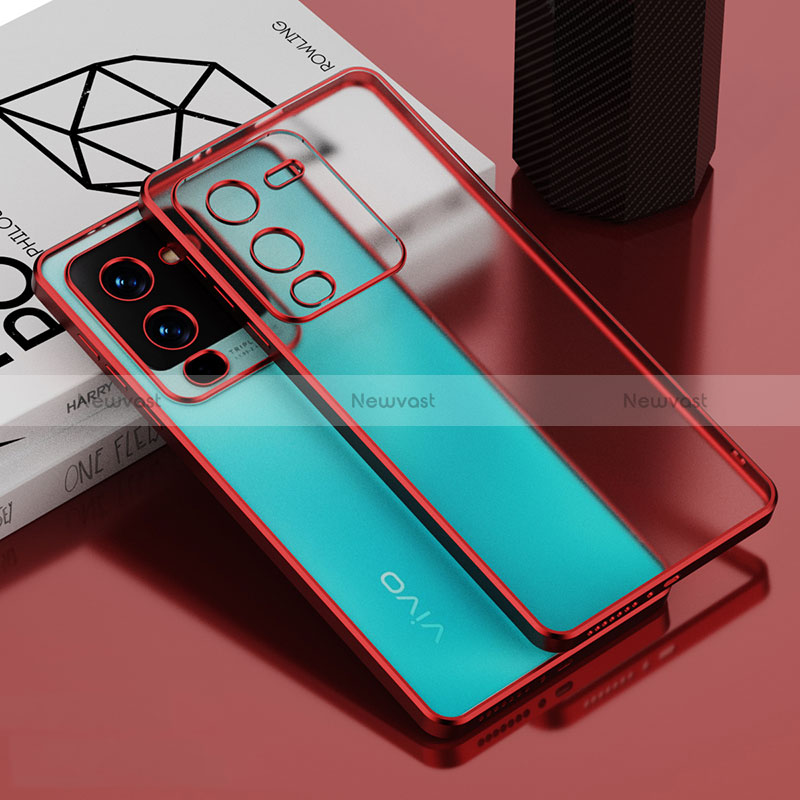 Ultra-thin Transparent TPU Soft Case Cover AN1 for Vivo V25 Pro 5G Red