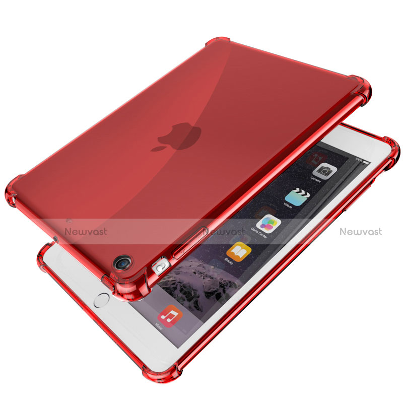 Ultra-thin Transparent TPU Soft Case Cover H01 for Apple iPad Mini 3 Red