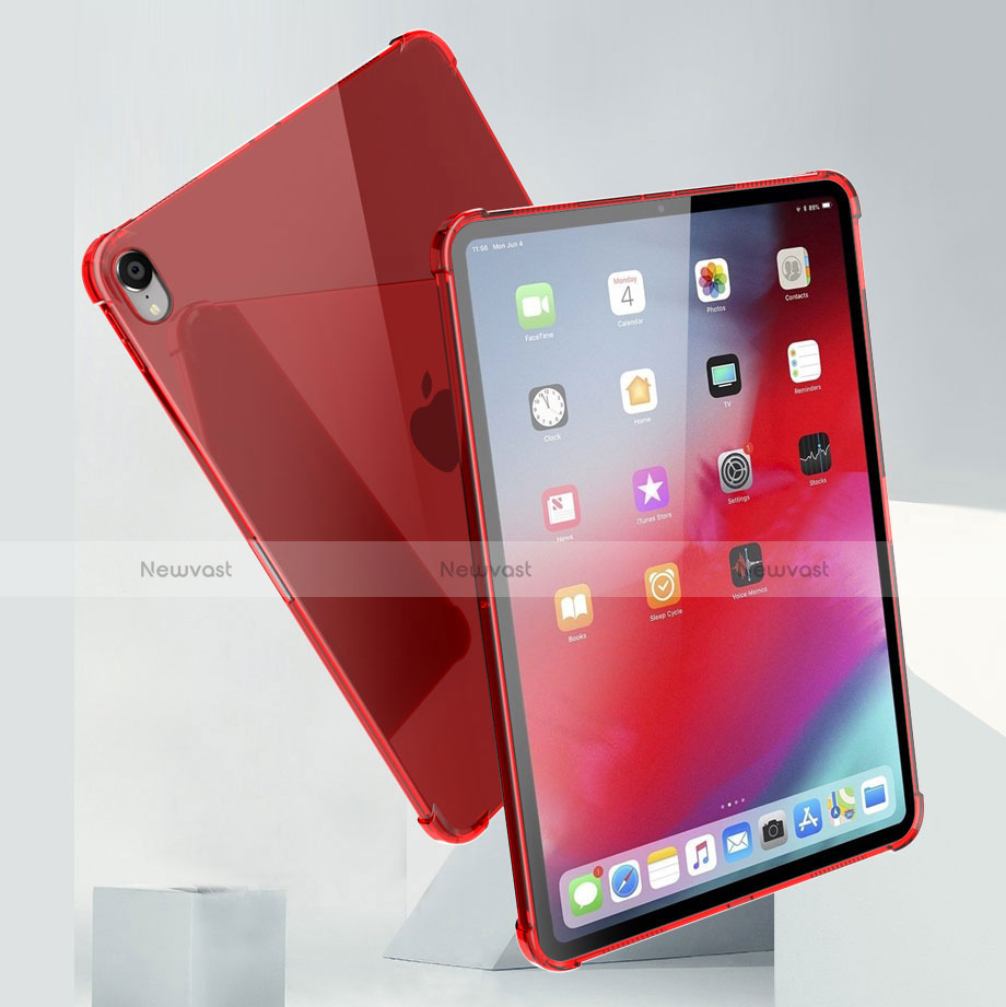 Ultra-thin Transparent TPU Soft Case Cover H01 for Apple iPad Pro 11 (2018) Red