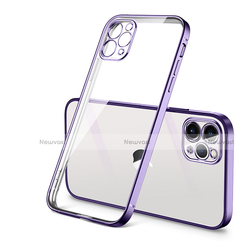 Ultra-thin Transparent TPU Soft Case Cover H01 for Apple iPhone 12 Pro Purple