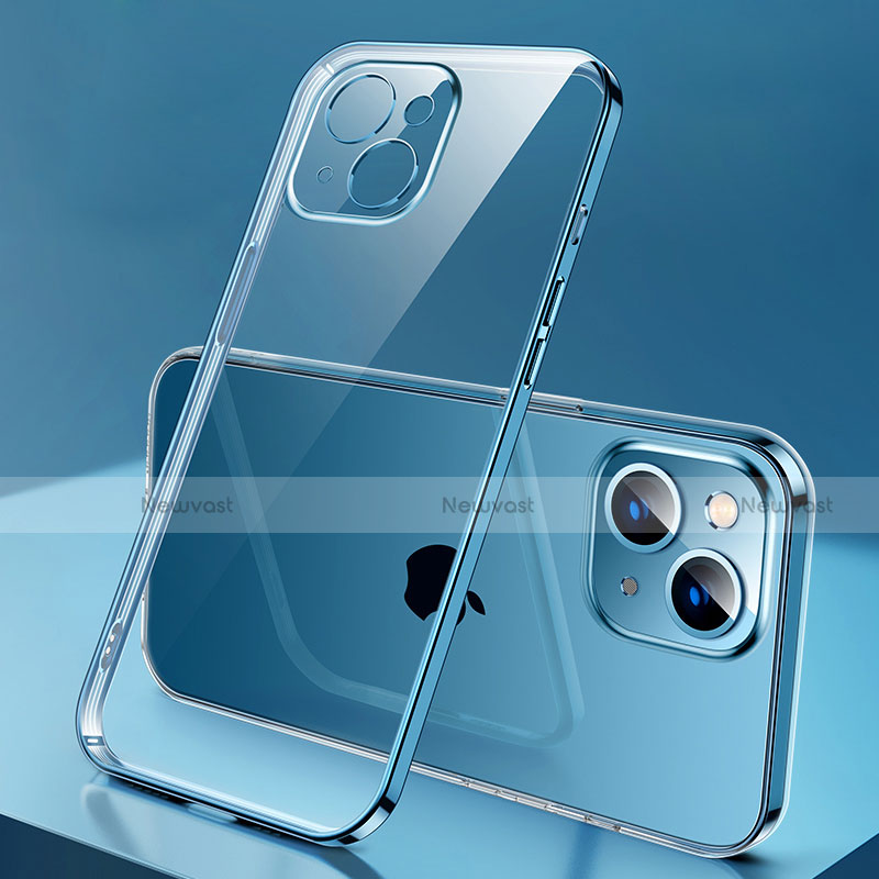 Ultra-thin Transparent TPU Soft Case Cover H01 for Apple iPhone 13 Mini Blue