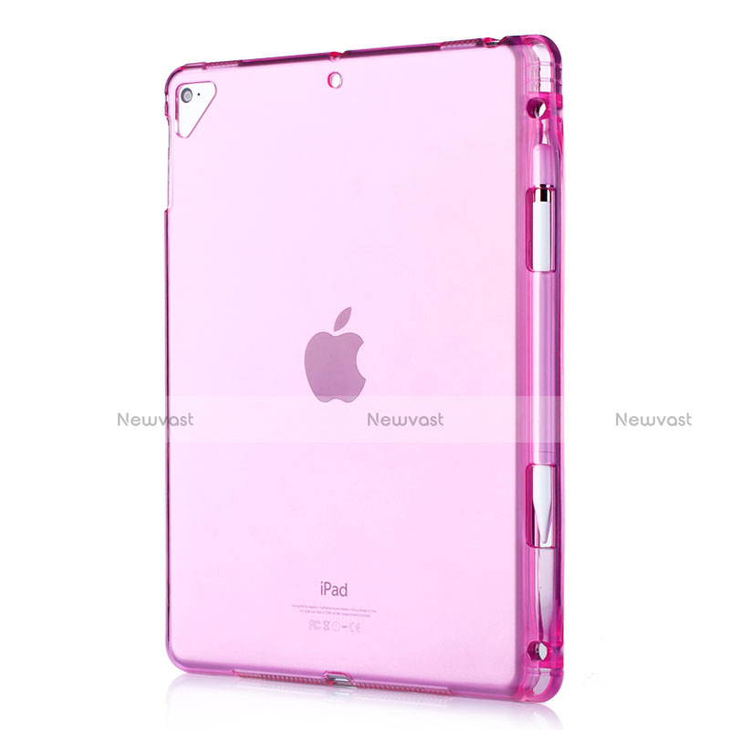 Ultra-thin Transparent TPU Soft Case Cover H01 for Apple New iPad 9.7 (2017) Red