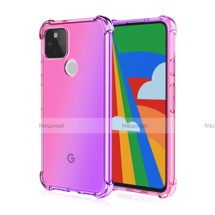 Ultra-thin Transparent TPU Soft Case Cover H01 for Google Pixel 5 Pink