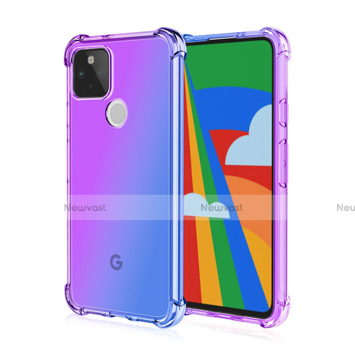 Ultra-thin Transparent TPU Soft Case Cover H01 for Google Pixel 5 Purple