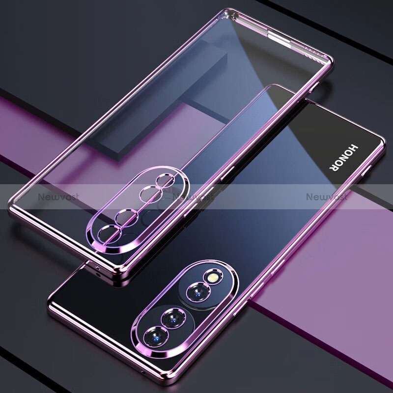 Ultra-thin Transparent TPU Soft Case Cover H01 for Huawei Honor X7b Purple