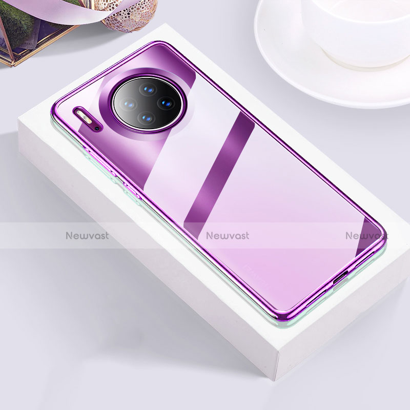 Ultra-thin Transparent TPU Soft Case Cover H01 for Huawei Mate 30E Pro 5G Purple