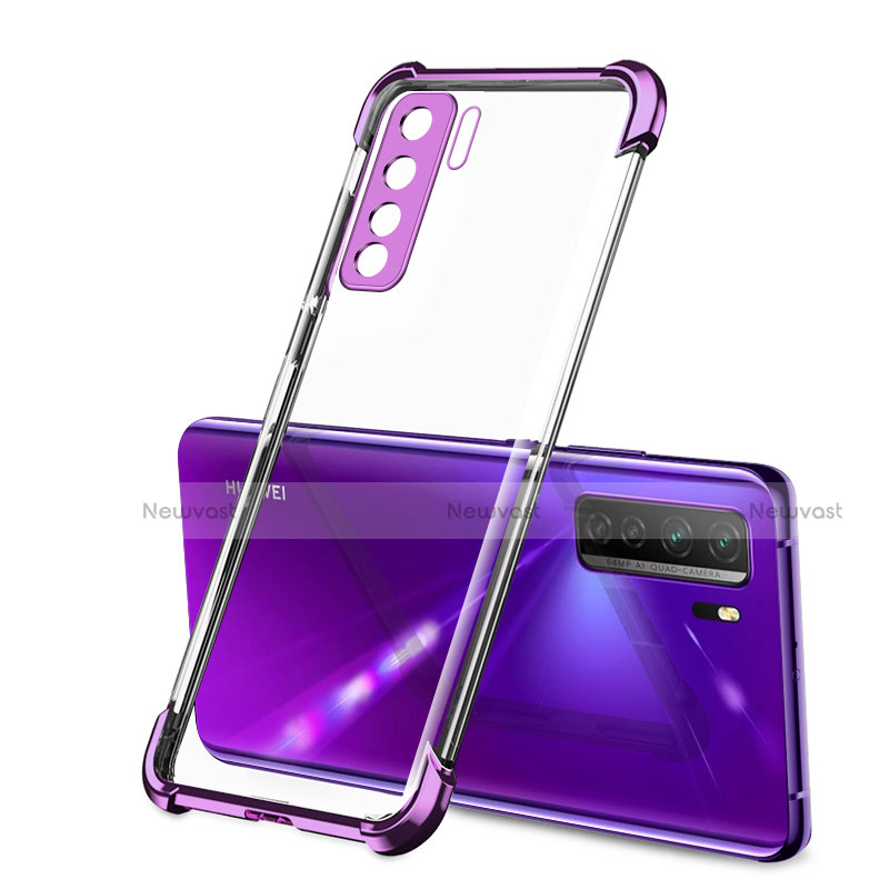 Ultra-thin Transparent TPU Soft Case Cover H01 for Huawei P40 Lite 5G Purple