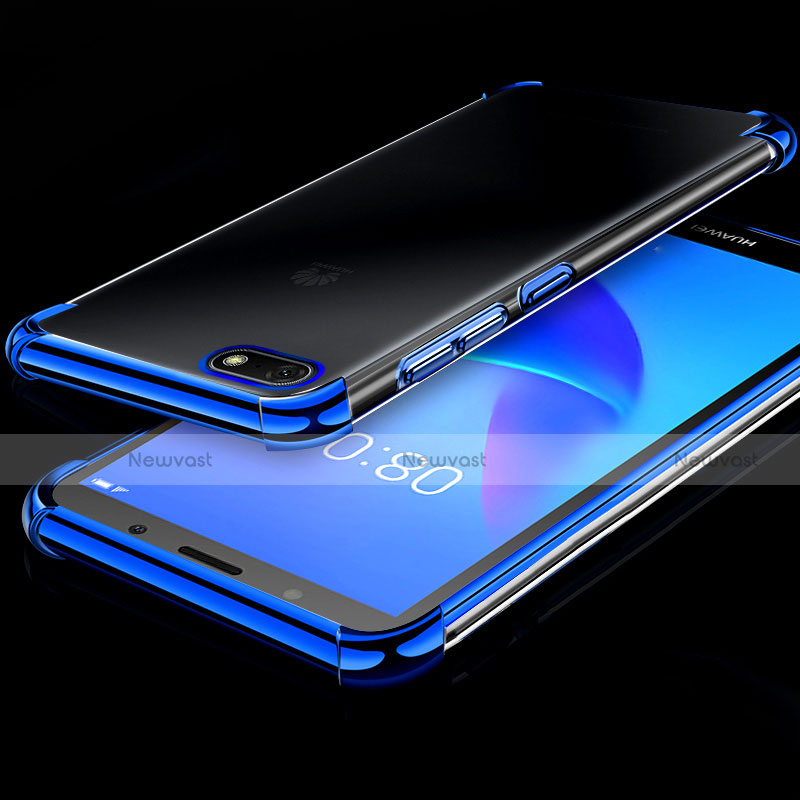 Ultra-thin Transparent TPU Soft Case Cover H01 for Huawei Y5 Prime (2018) Blue