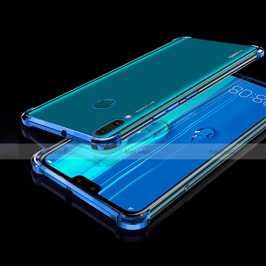 Ultra-thin Transparent TPU Soft Case Cover H01 for Huawei Y9 (2019) Blue