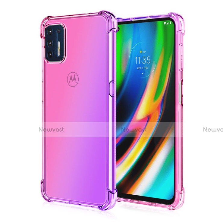 Ultra-thin Transparent TPU Soft Case Cover H01 for Motorola Moto G9 Plus Pink