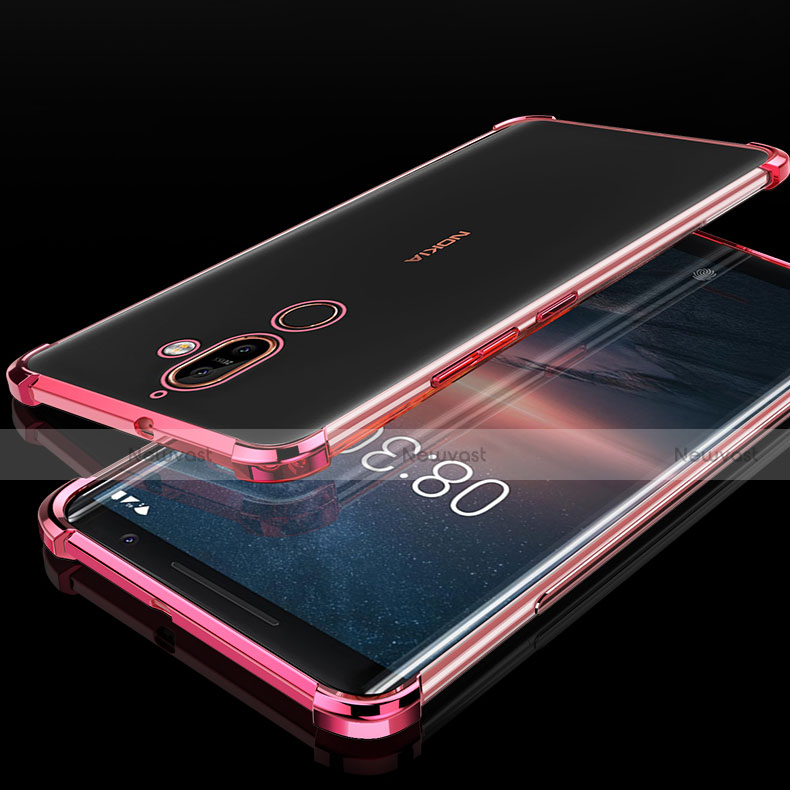 Ultra-thin Transparent TPU Soft Case Cover H01 for Nokia 7 Plus Rose Gold