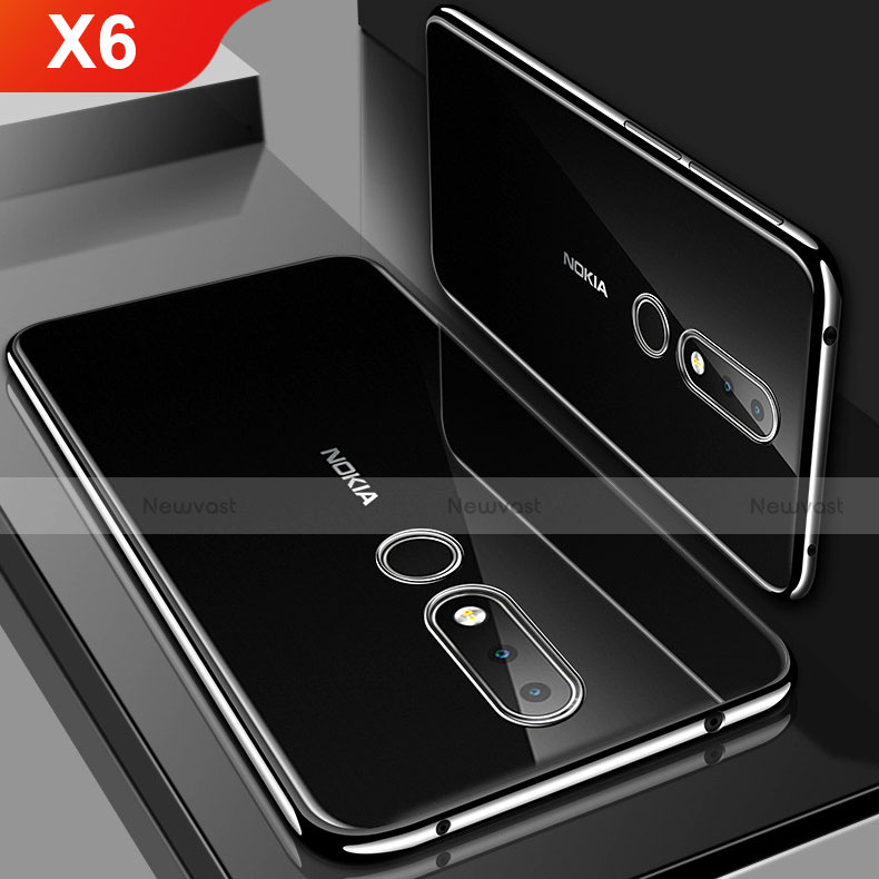 Ultra-thin Transparent TPU Soft Case Cover H01 for Nokia X6 Black