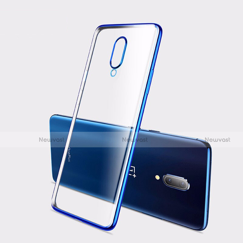 Ultra-thin Transparent TPU Soft Case Cover H01 for OnePlus 7 Blue