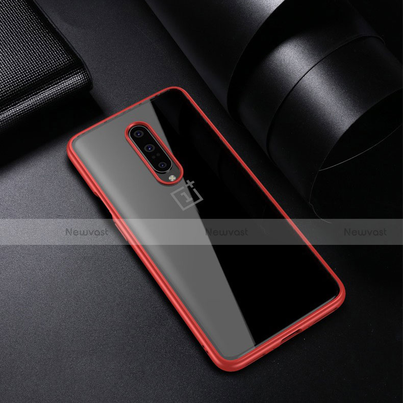 Ultra-thin Transparent TPU Soft Case Cover H01 for OnePlus 7 Pro Red