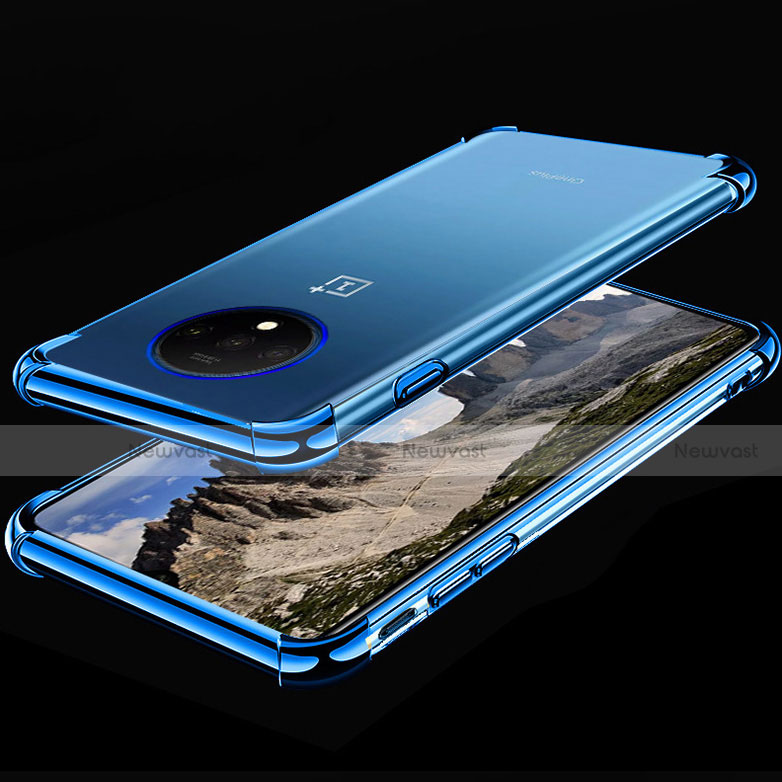 Ultra-thin Transparent TPU Soft Case Cover H01 for OnePlus 7T Blue
