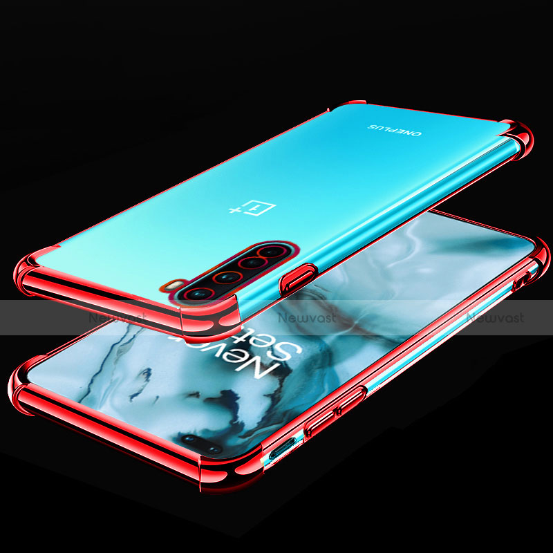 Ultra-thin Transparent TPU Soft Case Cover H01 for OnePlus Nord Red