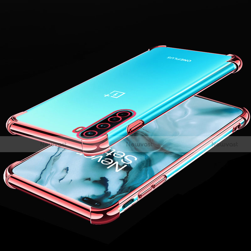 Ultra-thin Transparent TPU Soft Case Cover H01 for OnePlus Nord Rose Gold